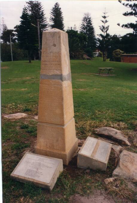 The Obelisk on Point Briner in 1982 after restoration. Picture: Macleay River Historical Society. 