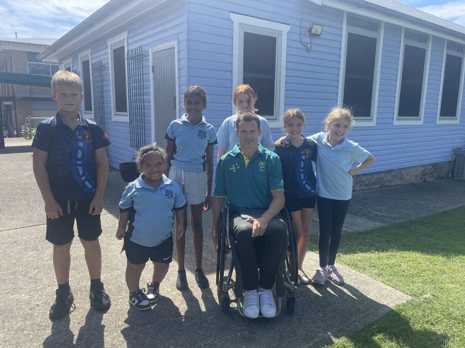 Para Olympian Andrew Edmonson inspires Kempsey students. Pictures by Ellie Chamberlain