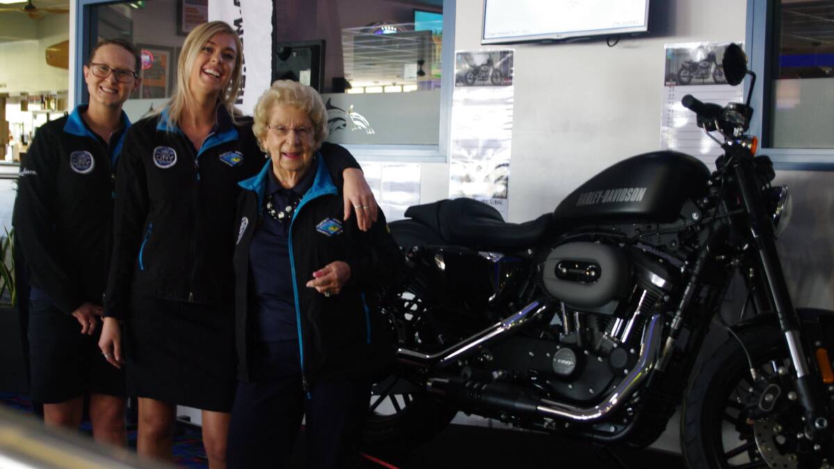 Meet the team: Ready to help give away a Harley are (from left to right) Sharna Lacey, Annalise Teunis and Gloria Staden