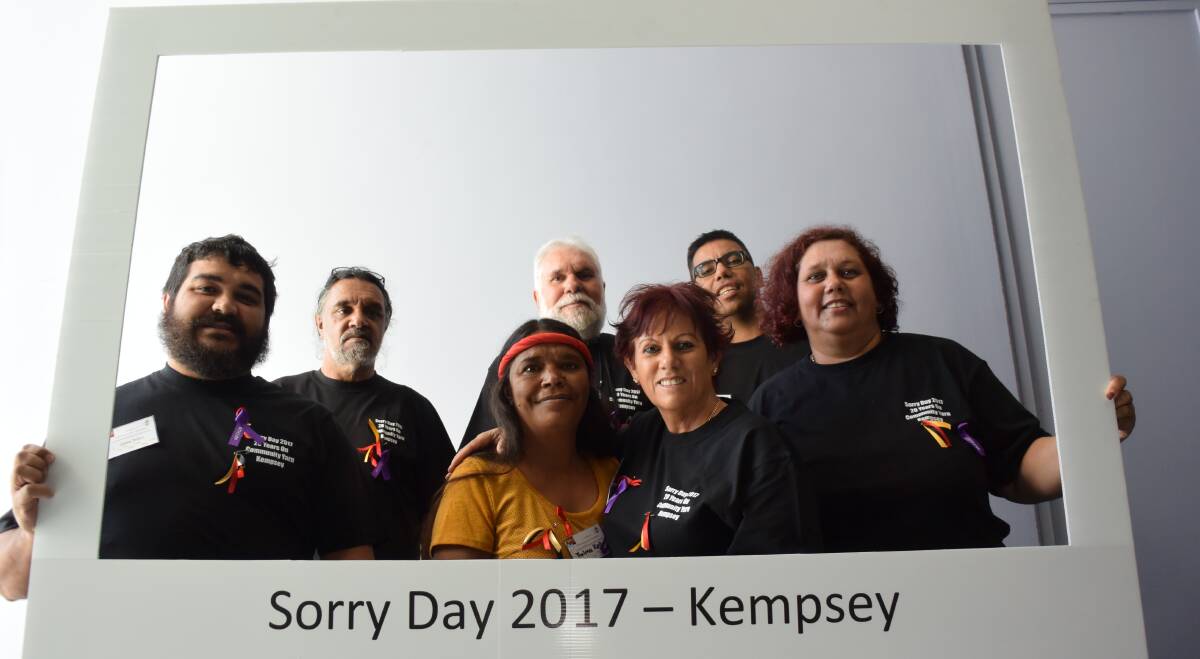 UNITED: Members of the Kempsey Healing Together Events Committee commemorate Sorry Day 2017 at the Slim Dusty Centre. Photo: Tom Bushnell.