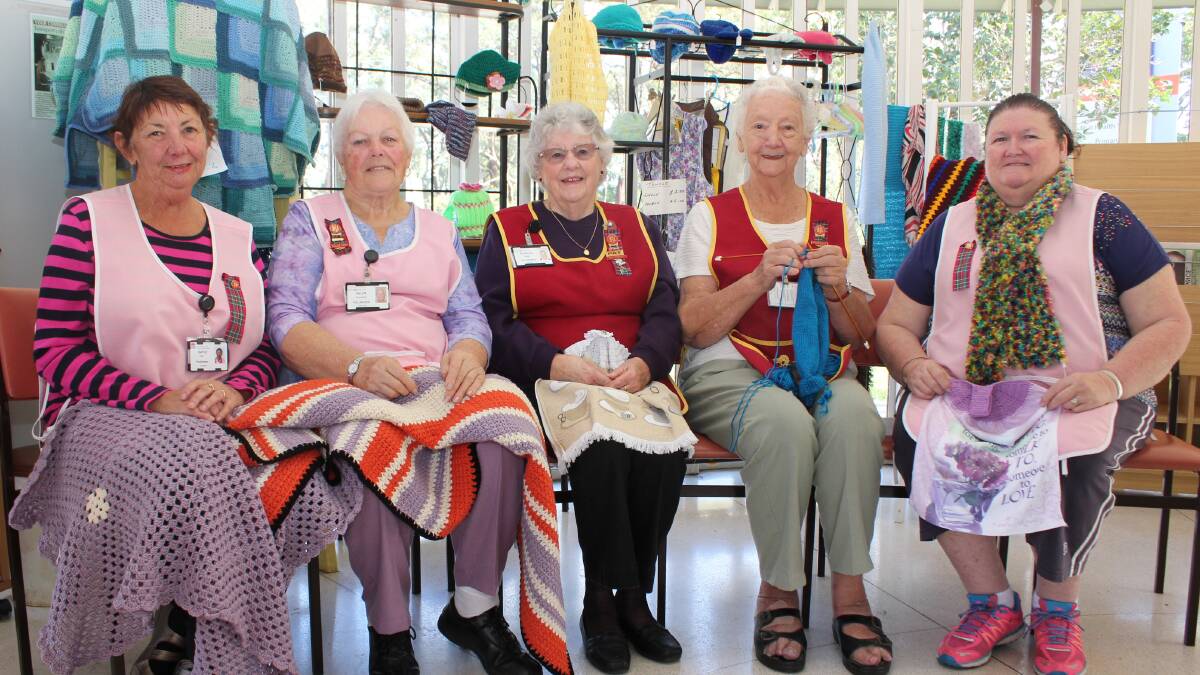 STRONG BONDS: Volunteers Gayle Warr, Helen Counihan, Patricia Major, Aileen Lewthwaite and Rose Campbell looking forward to their first craft meeting in the Daisy Turner Kiosk. Photo: Supplied.
