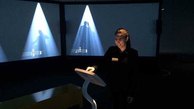 IN CONTROL: Employee Joyana Bourke makes the most of ACO Virtual's presence at the Slim Dusty Centre.