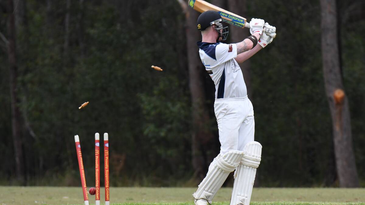 CLEAN BOWLED: The bails go flying as this Nulla batsman tries to heave one for six. Photo: Penny Tamblyn.