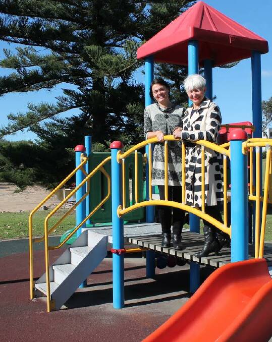 Councillor and member of the Sport and Recreation Association, Anna Shields. Cr Shields has been one of the driving forces behind the playground. She is pictured with mayor Liz Campbell