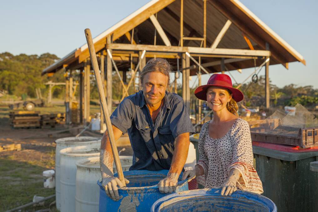 HOUSE OF STRAW: Crescent Head couple James Galletly and Alicia Fox are creating their dream home on their Goolawah property using the straw bale building method. 