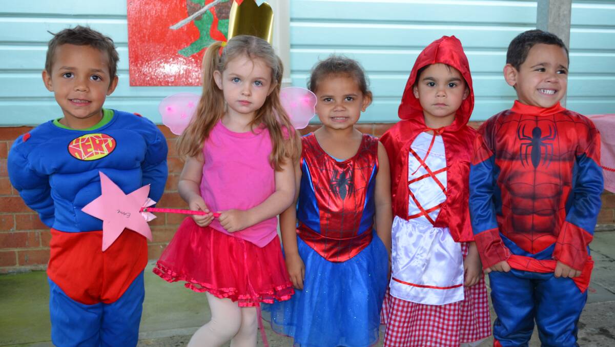 Superheroes galore: Darius, Emilia, Aisha, Jayarli and Kyrie from Scribbly Gum Dalai Preschool.