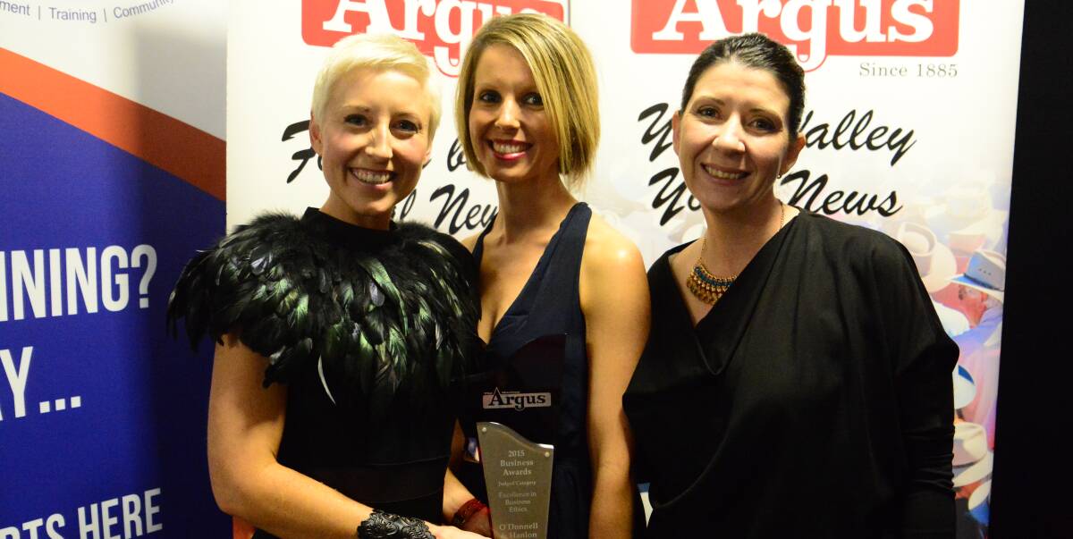 POSITIVE OUTCOMES: Business Award organisers say that local business leaders like Amanda Hudson (above left) pictured at the 2015 awards, give the Macleay Valley the opportunity to shine, and to show what we have to offer.