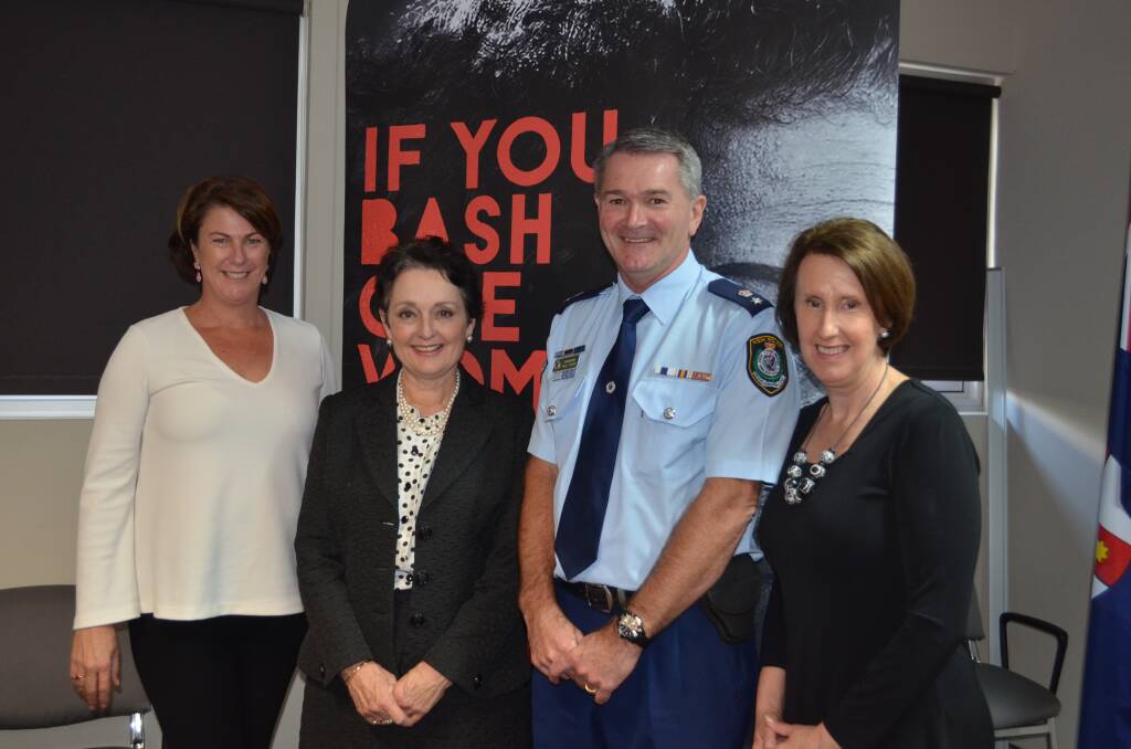 Oxley's Melinda Pavey, minister for prevention of domestic violence Pru Goward, Supt Paul Fehon and Port Macquarie's Leslie Williams.
