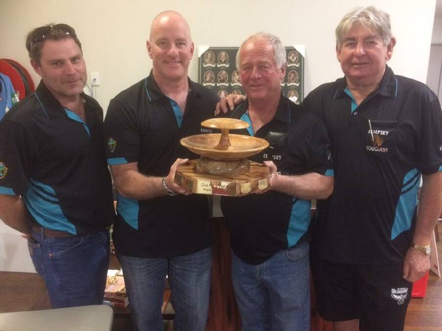 Kempsey Kougars Brad Short, Kerr Black, Phillip Fritsch and Terry Burley were winners of the Give Me 5 For Kids and Triple M Fountain Trophy.
