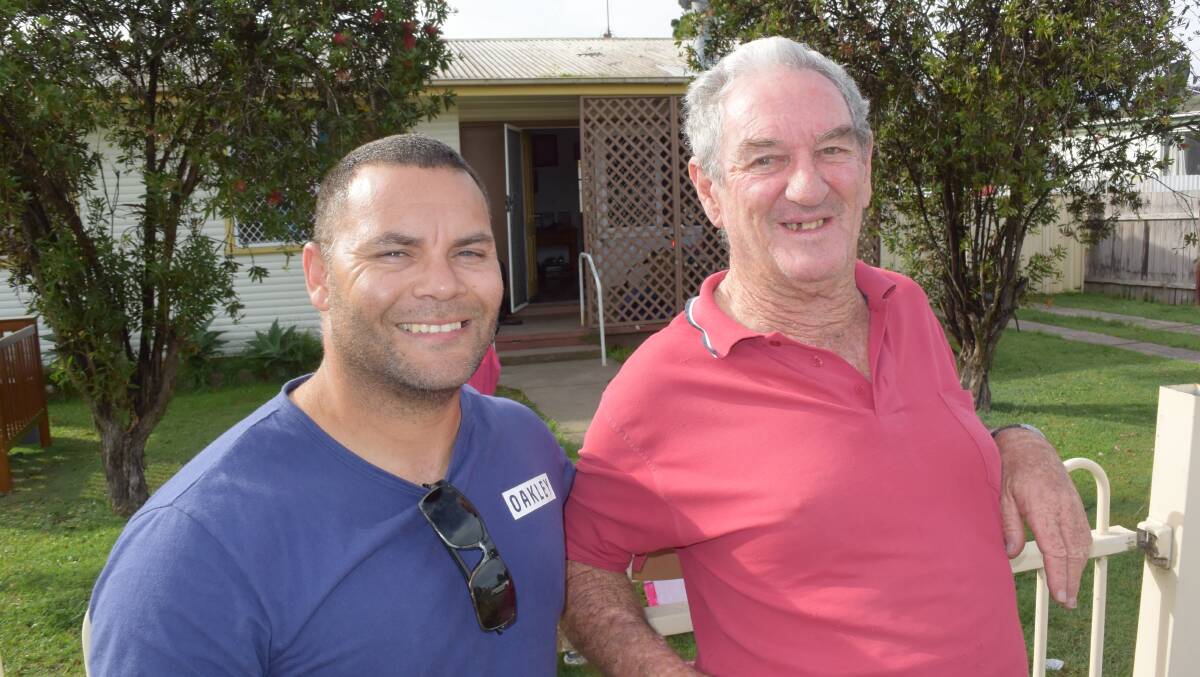 Kempsey trainer and boxer Russel Lardner with his former trainer George Ptolemy earlier this year.