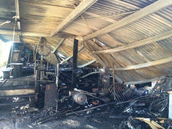 Destroyed: The charred remains of the rental house that Meagan Thurgood and her three children called home. The property was completely destroyed in the fire. Photo: Supplied. 