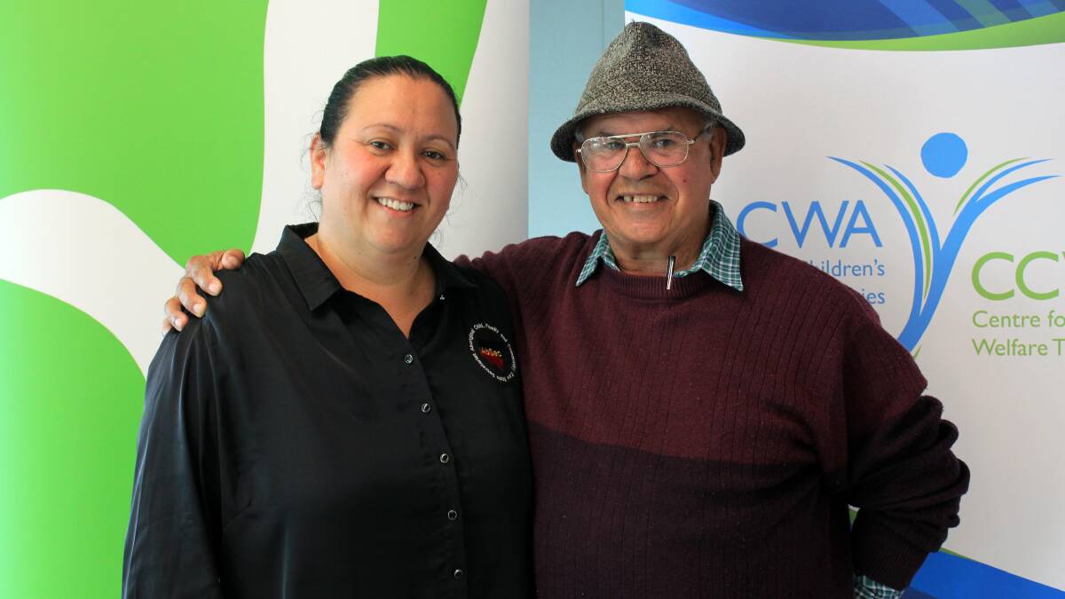 Vicki Barton, AbSec and Uncle Michael Welsh, from the Kinchela Boys Home Aboriginal Corporation.