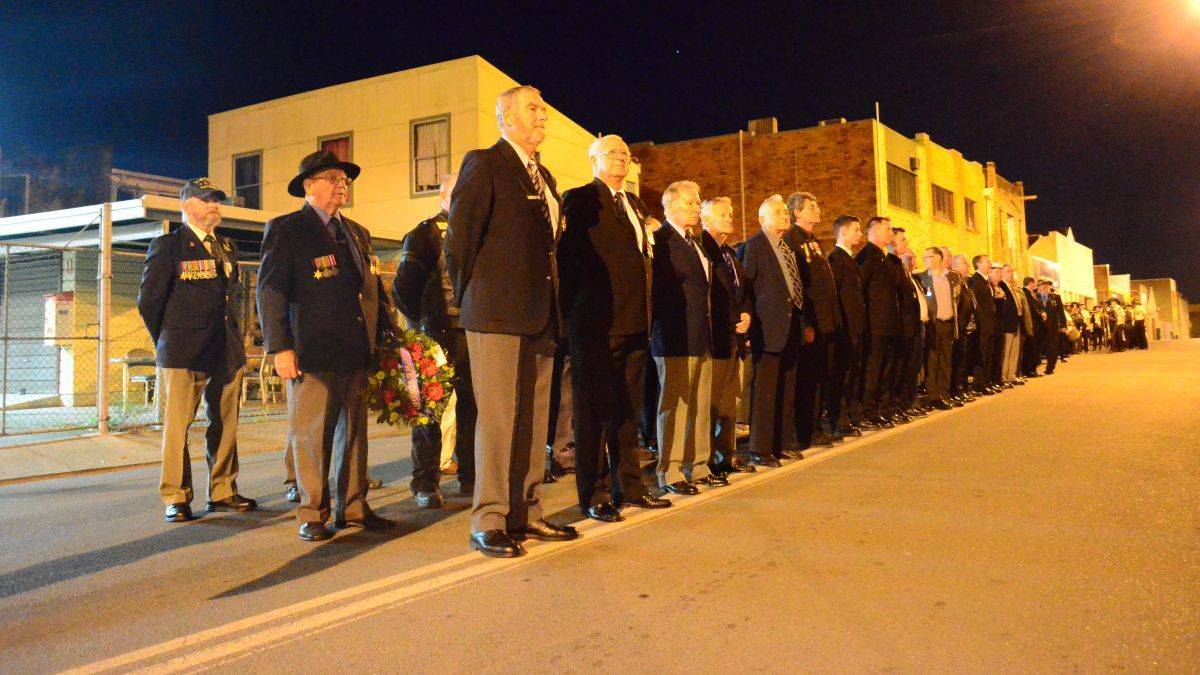 Kempsey-Macleay RSL Sub-branch members at the 2014 ANZAC Day dawn service. 