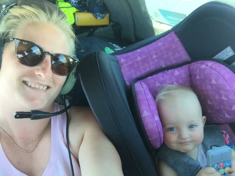 TAKE OFF: Lindsie Grice and her daughter Elvie on their first trip in the Angel Flight plane. 