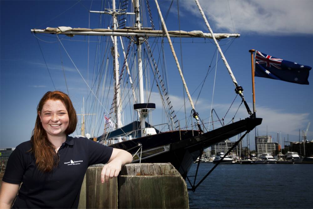 AHOY: Kempsey teen Cheyenne Martin alongside the Royal Australian Navy's Sail Training Ship Young Endeavour. Photo: CPL Nicci Freeman for the Commonwealth of Australia, Department of Defence.