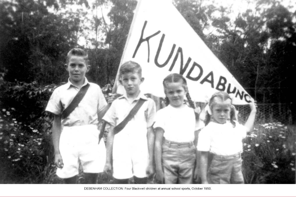 DEBENHAM COLLECTION: Four Blackwell children at annual school sports, October 1950.