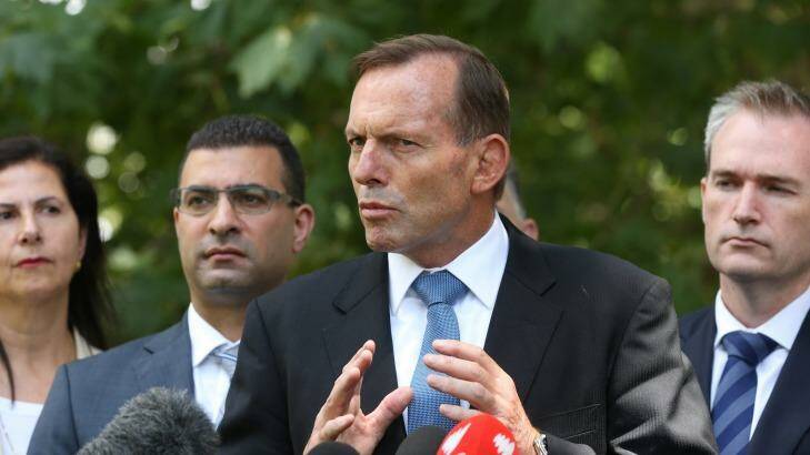 Prime Minister Tony Abbott addresses the media in Sydney on Sunday. Photo: Anthony Johnson