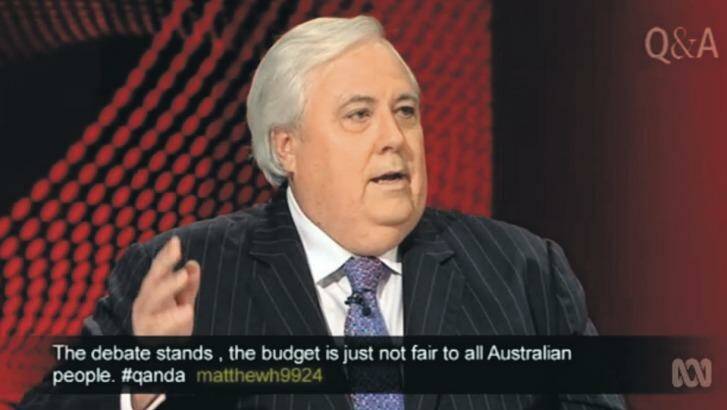 Controversy: Clive Palmer made inflammatory comments on <i>Q&A.</i>