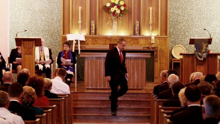 Opposition Leader Bill Shorten at the ecumenical service at the Wesley Uniting Church in Canberra to commemorate the 2016 Parliamentary year in February.  Photo: Andrew Meares
