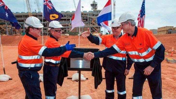 Prime Minister Malcolm Turnbull and WA Premier Colin Barnett visiting Chevron's Gorgon LNG project at Barrow Island last year. Photo: Pool picture