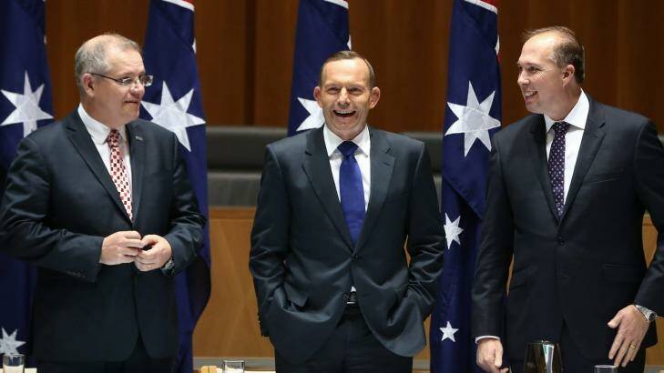Peter Dutton has surpassed Scott Morrison as the Liberal Party's new conservative force. Photo: Alex Ellinghausen