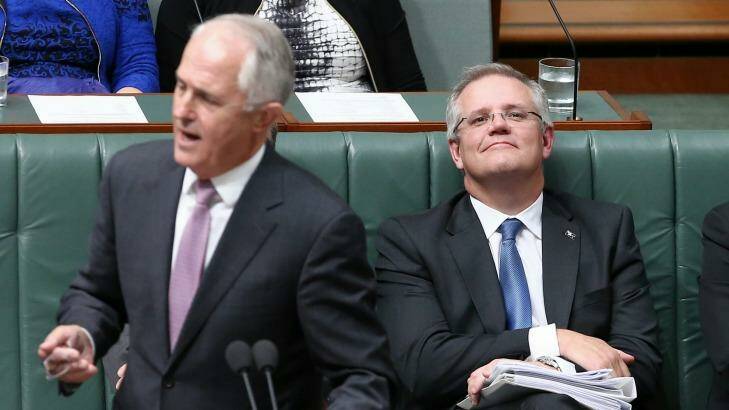 Prime Minister Malcolm Turnbull and Treasurer Scott Morrison. Photo: Alex Ellinghausen