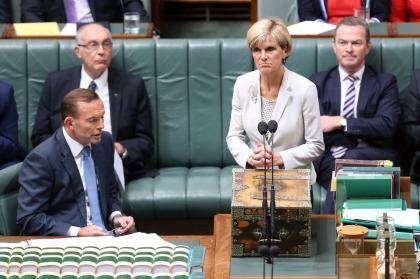 Foreign Affairs Minister Julie Bishop during question time on Thursday. Photo: Andrew Meares