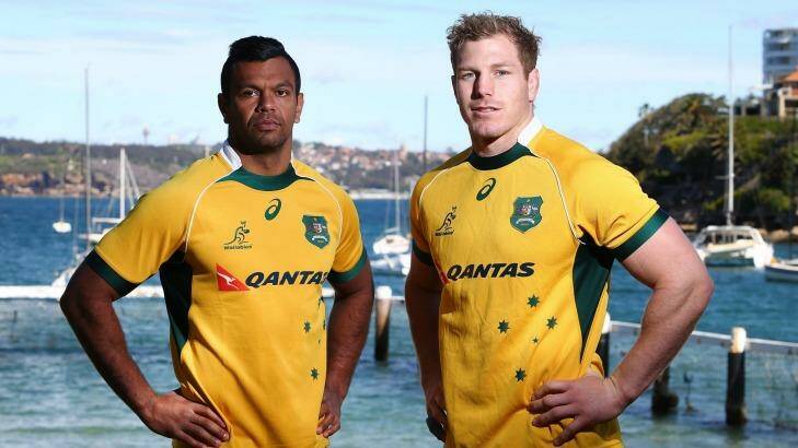 SYDNEY, AUSTRALIA - AUGUST 28:  Wallabies Kurtley Beale and David Pocock pose for a picture after a training session on August 28, 2015 in Sydney, Australia.  (Photo by Daniel Munoz/Fairfax Media) Photo: Daniel Munoz