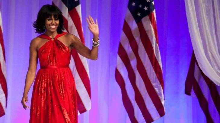 Michelle Obama on Inauguration Day in 2013, wearing a dress by Jason Wu. Photo: New York Times