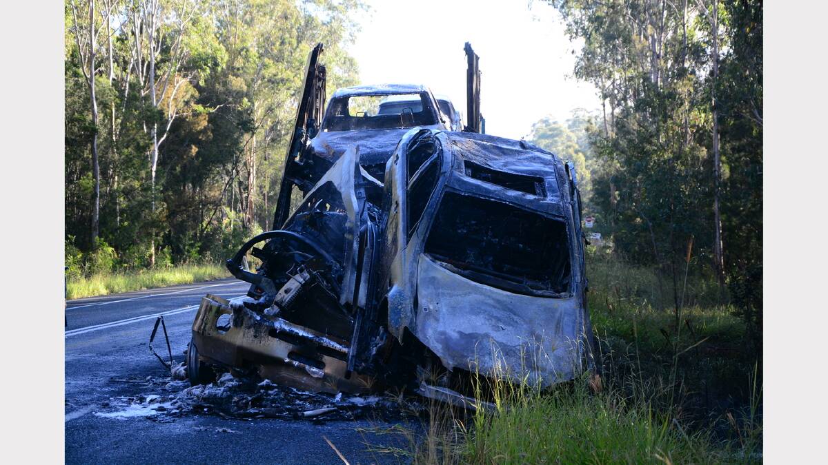 Truck fire closes highway