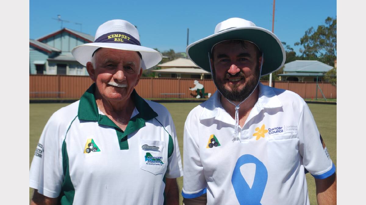 Hitting the greens: Chris Thomas (right) with Noel Burn from the Kempsey-Macleay RSL  Bowling Club