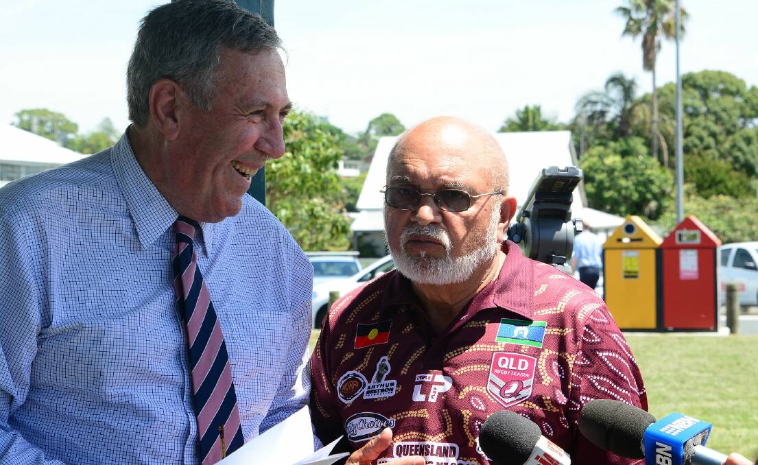 Minister for Roads, Maritime and Freight Duncan Gay with Uncle Bob Smith at the Kempsey bypass bridge naming ceremony
