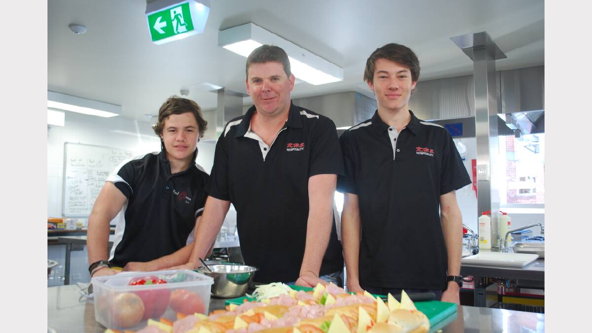 Healthy learning environment: Kempsey High School teacher Aaron Hinchcliffe (centre) with students Lucus Rixon and Angus Henderson 