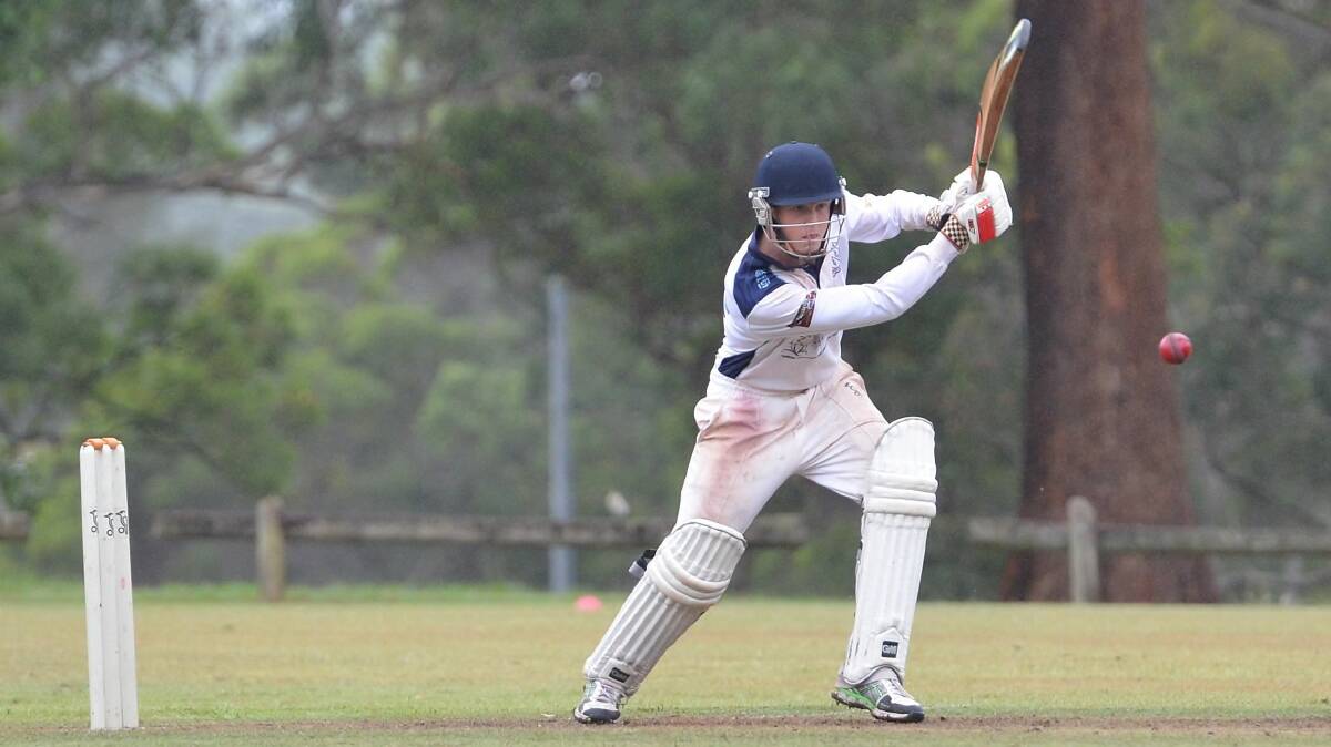 Cricket season starts: (above) Nulla's Dan Baker plays a cover drive in the 2014/15 grand final. The grand final between Nulla and Rovers finished in a draw as a result of inclement weather.  Rovers won season honours on points score. Photo: Penny Tamblyn 