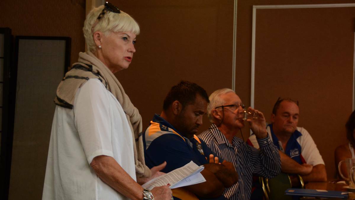 Kempsey Shire Council mayor Liz Campbell speaking at the Group Three Rugby League annual meeting.