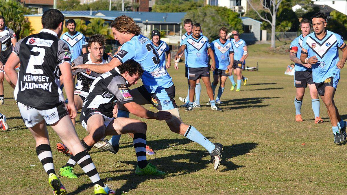 Prolific form: SWR Marlins' Alex Rouse - pictured in action against Lower Macleay Magpies, earlier this month - scored two tries in his side's win at Comboyne on Saturday.