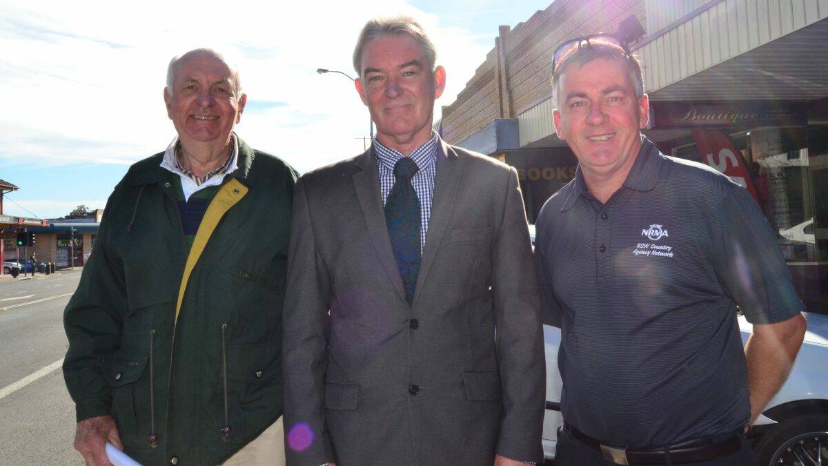 Bring out the best: heritage adviser Stephen Booker (centre) hopes other Kempsey CBD building owners will share the enthusiasm of Brian Irvine and Chris Mowle towards enhancing Smith St, which includes the uniquely Art Deco brickwork pictured in the background.