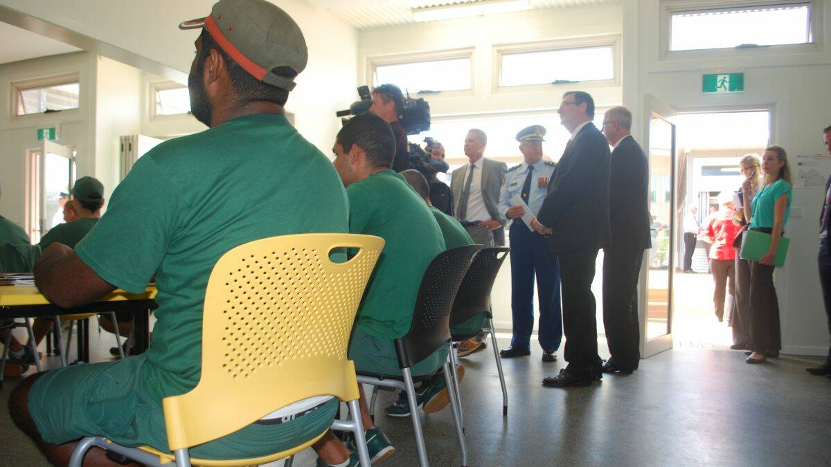 Life skills: a group of 15 inmates has begun an intensive learning course at the Mid North Coast Correctional Centre. NSW government officials inspected the new centre at its opening on Wednesday