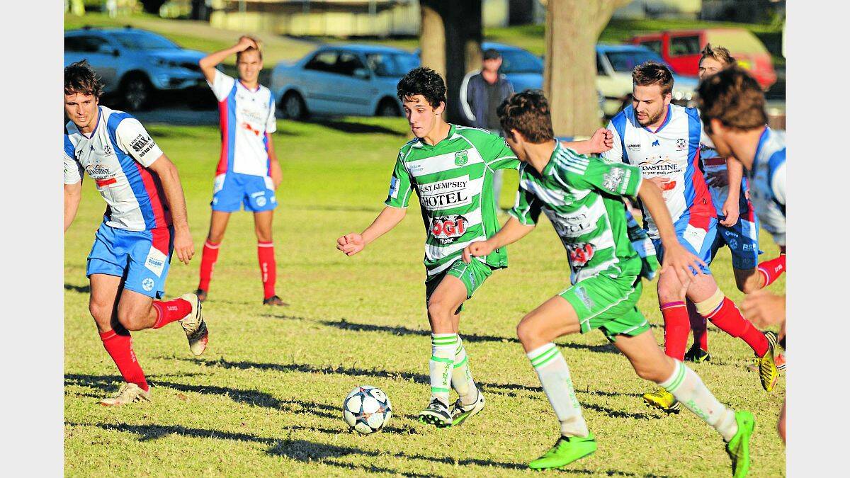 Winners again: Lachlan Galea ready to pass to Evan Clarke in Kempsey Saints' match against Old Bar ealier this season.