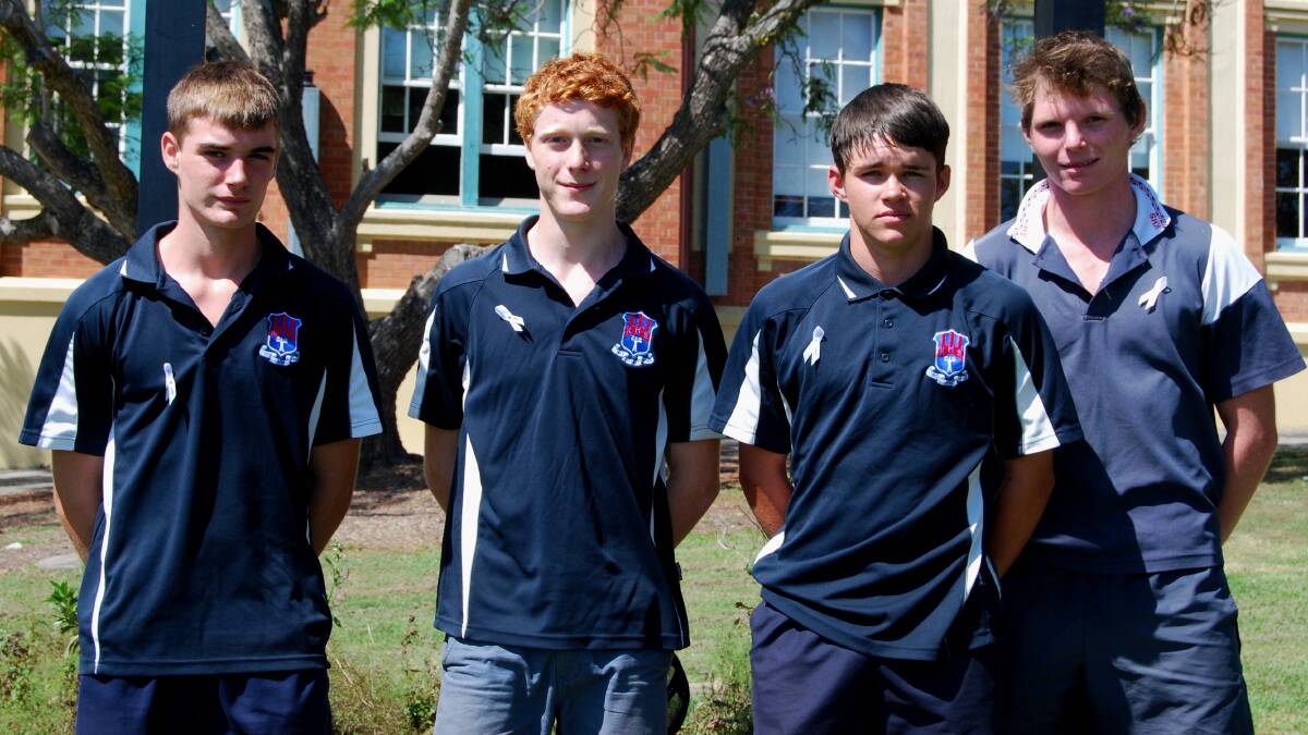 Blake Carmady, Julian Kesby, Kyle Barclay and Clayton Dries were among the group of year 10 boys who made a pledge this morning (November 25) to help end men's violence against women   