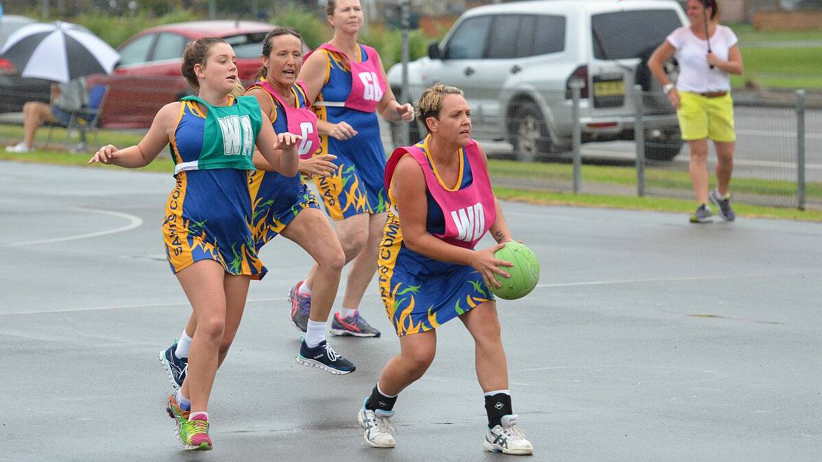 Unstoppable: Jodi Keast-Tester (with ball) represented the Malceay over 35s at Port Macquarie.