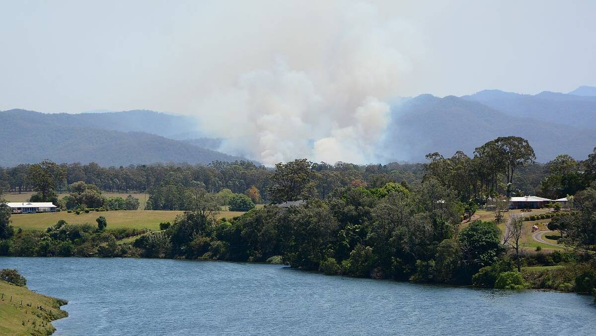 monitored: the Willi Willi Rd fire as seen from the lookout on River St on Wednesday afternoon.