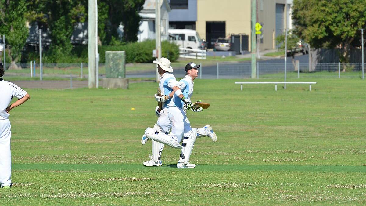 Playing at the rocks: Kempsey Heights batsmen, Stephen Crotty and Scott Witchard batting last Saturday. The side will take on South West Rocks tomorrow in a two day game. Photo: Penny Tamblyn