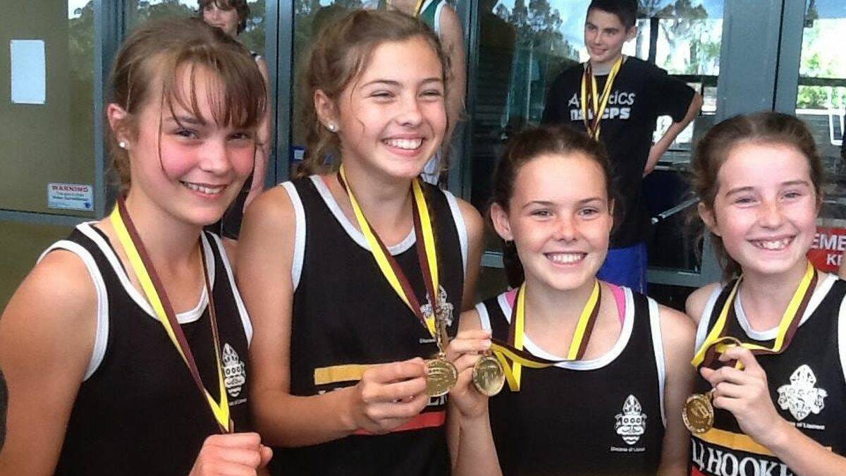 Heading to State: From left are Lydia Roesgen, Hollie Le Brocq, Emma Ross and Nellie Barnett who will be heading to the NSW PSSA 2014 State Athletic Championships in October
