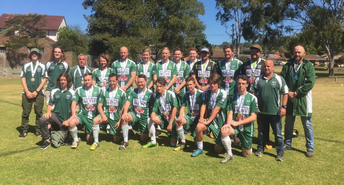 League winners: Kempsey Saints reserve grade received their minor premiership medals prior to their 1-0 victory over the Tigers on Saturday. Photo: Supplied.