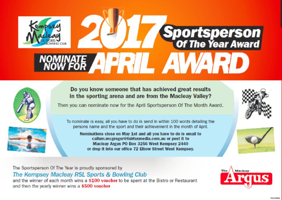 Are you or do you know someone who should receive recognition for their sporting achievement?
