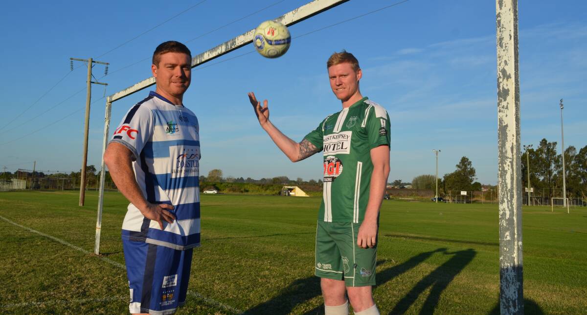 Rivalry: Macleay Valley Rangers captain Paul Thurlow and Kempsey Saints captain Troy Ward are expecting a fiery clash in Saturday's crosstown rivalry. Photo: Callum McGregor.