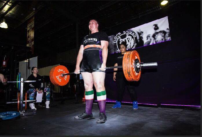 Big boy: 15-year-old Connor Carbutt completes a deadlift at his first competition at Port Macquarie. Photo: Supplied.
