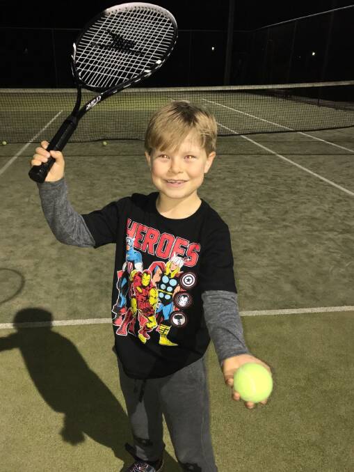 Big future: Six-year-old Eli Nyland has impressed his tennis coach with his early development. Photo: Supplied.
