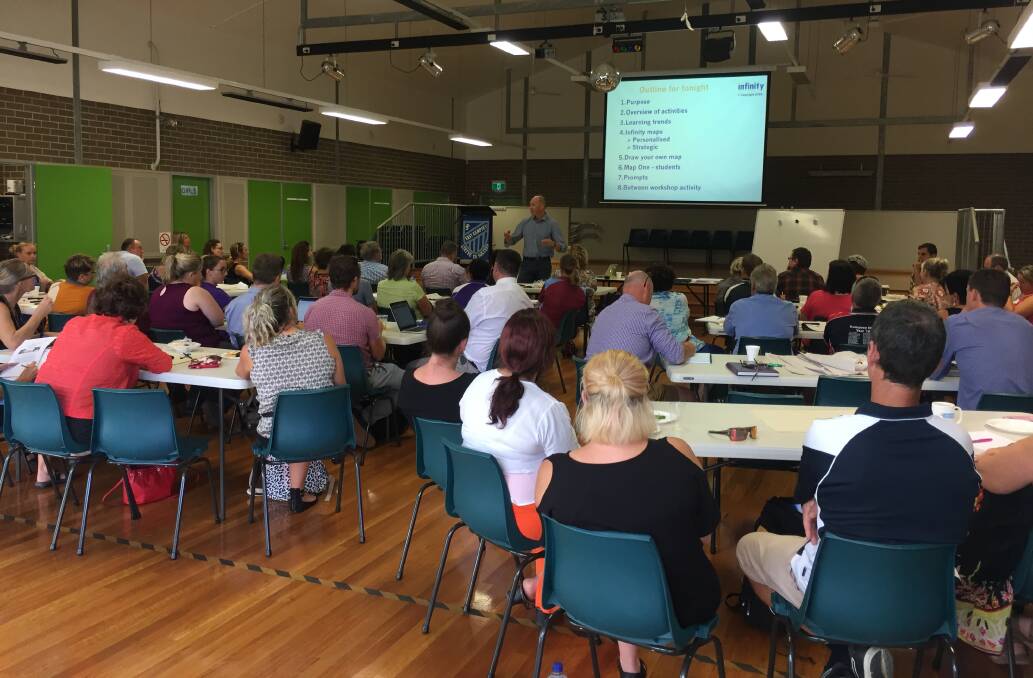 New Zealand presenter Brian Annan talks to the 68 representatives from schools across the Macleay on Monday March 20.